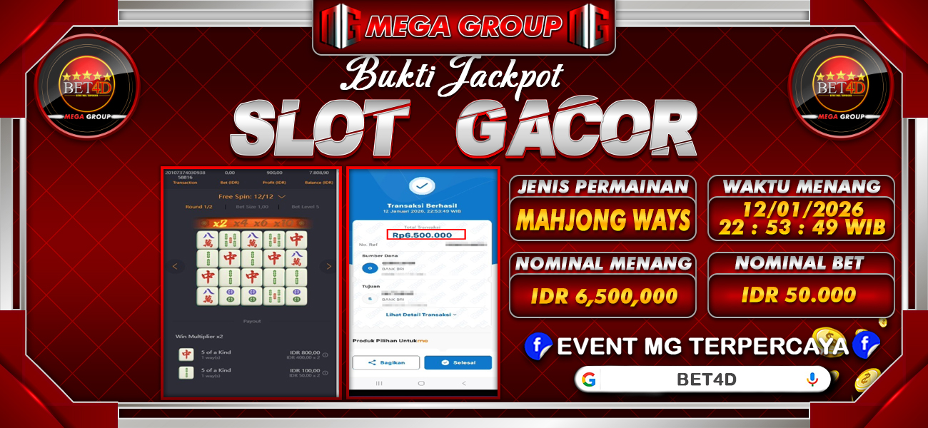 Bukti JP situs Bet4D hari Senin, 12 Januari 2026